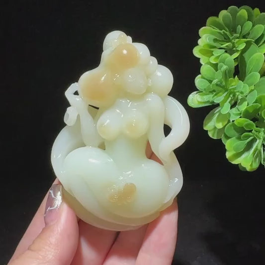 和田玉糖白玉手把件