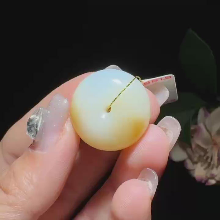 和田玉糖白平安扣