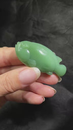 和田玉碧玉粉绿鱼吊坠精品