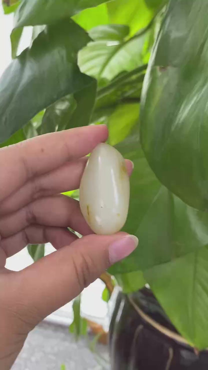 和田玉-淡淡的洒金皮白肉籽料挂件