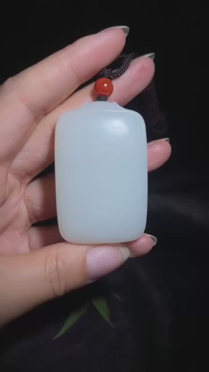 和田玉羊脂白玉无事牌