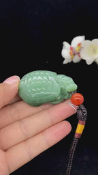 和田玉-碧玉猫眼【龙龟】手把件（54.9g）